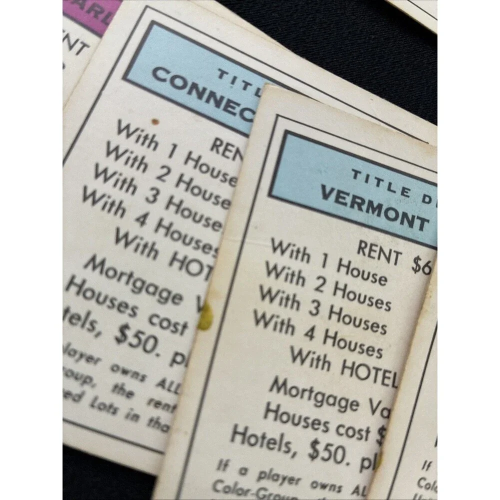 1973 Monopoly Game Property Title Deed Community Chance Cards Replacement Parts
